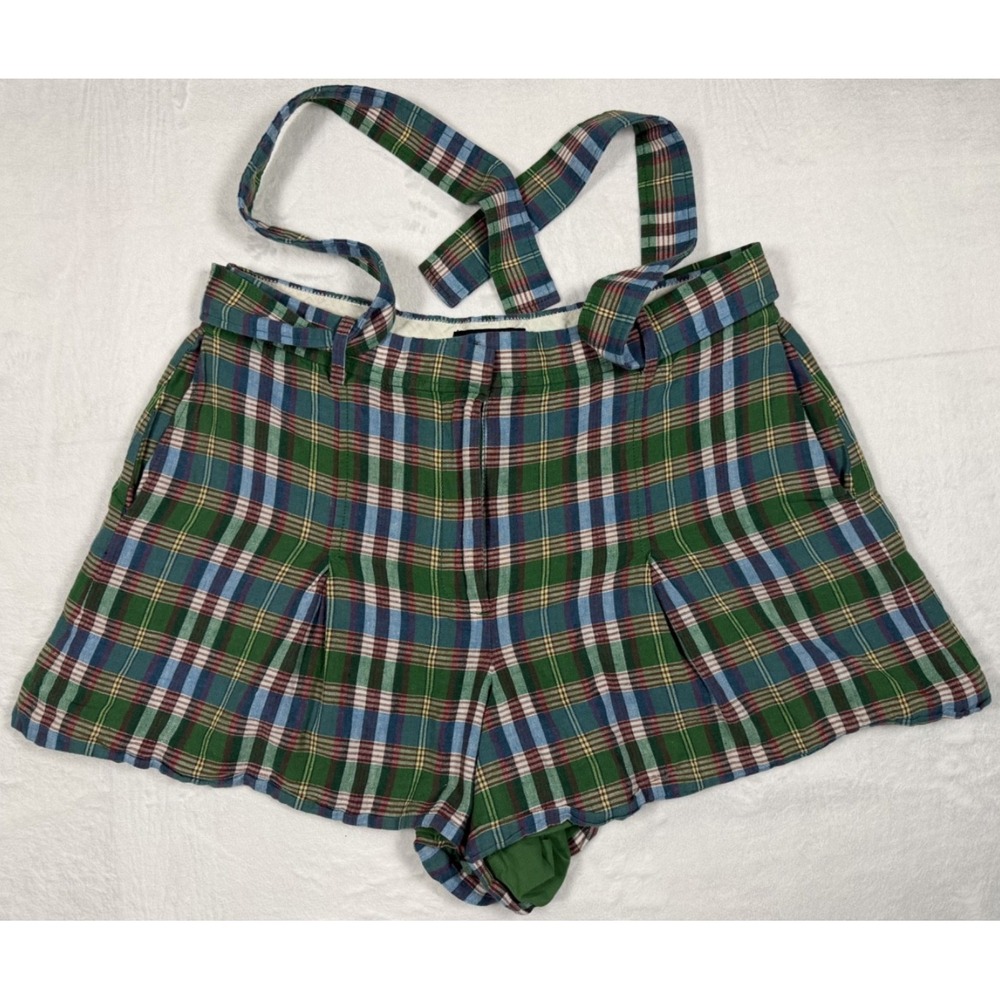 J.Crew Womens Size 12 Madras Plaid Pleated High Rise Belted Trouser Shorts